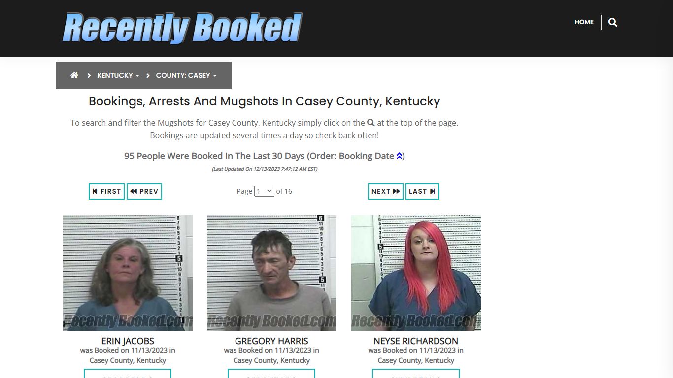 Recent bookings, Arrests, Mugshots in Casey County, Kentucky